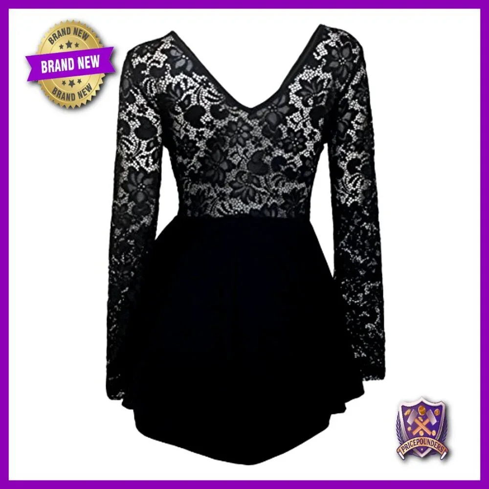 Plus Size Lace Overlay Romper Dress with Sheer Sleeves